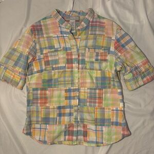 Vintage Pastel Patchwork Button Up Top